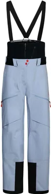 Hardshellhose für Damen; Chaser Evo Shell Bib Pant W von La Sportiva; in hellblau mit schwarzen Akzenten und verstellbaren Trägern.