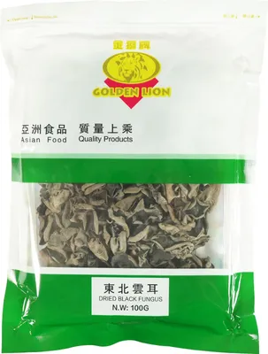 Produktbild von Golden Lion Mu-Err Pilze, getrocknet 100g | Black Fungus, Judasohr, Wolkenohren | schwarz