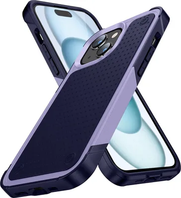 Produktbild von Für iPhone 15 Plus Hülle Militärqualität Stoßfest Hybrid 2 in 1 Hart PC Weich TPU Handyhülle Lila Blau