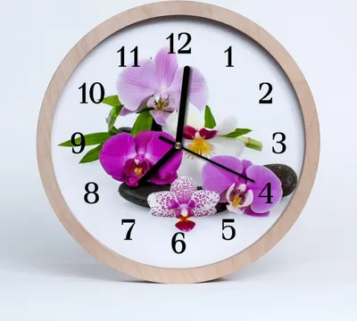 Produktbild von Holzuhr 30fi cm wanduhr - Orchidee Blumen