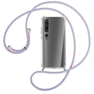 Produktbild von Handykette Backcover-Schutzhülle mit Band (Metall silberfarben) für Xiaomi Mi Note 10 (Pro) - pink/mint