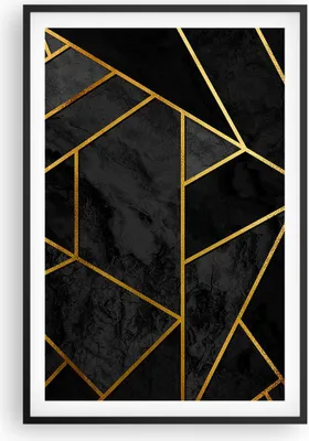 Produktbild von Gerahmtes Poster - Schwarzer Rahmen - Abstraktion Gold Schwarz - 61x91,5 cm - Wand Bild - Wanddeko - Wandbilder - Wandposter - Bilderrahmen - Bilder - Kunstdruck - Wandbild - P2BPA61x91-4358