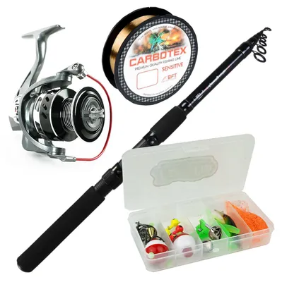 Immagine prodotto di DLT Pursuit Set da Viaggio per le vacanze - Set da pesca con mulino e lenza da pesca - Canna da viaggio con accessori
