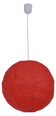 Image de Suspension "TIBET", abat-jour de style asiatique, en métal et en papier, de couleur rouge, diamètre 40 cm, pour culot E27