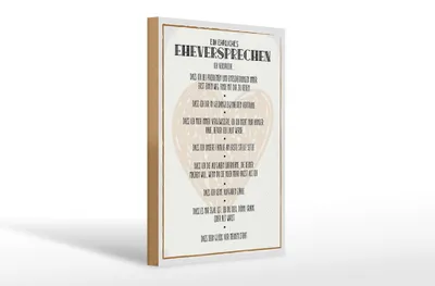 Produktbild von Holzschild Spruch 20x30cm ein ehrliches Eheversprechen