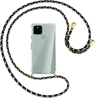 Produktbild von Handykette Backcover-Schutzhülle mit Band (Metall goldfarben) für Google Pixel 5 - camouflage