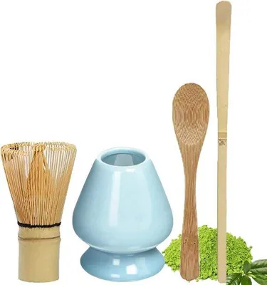 Produktbild von Bamboo-Matcha-Bürste für Matcha-Pulver, Holz-Teelöffel, Garderobenhalter, Garderobe für Matcha-Pulver / Matcha-Latte, japanische Matcha-Zeremonie, Geschenkset