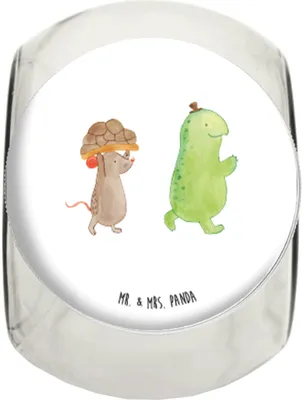 Produktbild von Mr. & Mrs. Panda Kaffeedose Schildkröte Maus L 870ml - Weiß - Geschenk, Freunde, Bonboniere, Teedose, Vorratsdose, Frischhaltedose, Süßigkeiten Glas