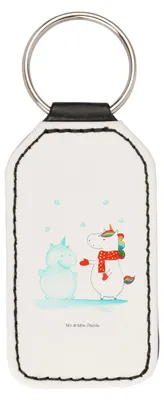 Produktbild von Mr. & Mrs. Panda schlüssel anhänger Einhorn Schneemann - Weiß - Geschenk, Schnee, Weihnachten, schlüsselbund, Kuchen, Taschenanhänger, Schlüsselanhänger, Mit Spruch, für