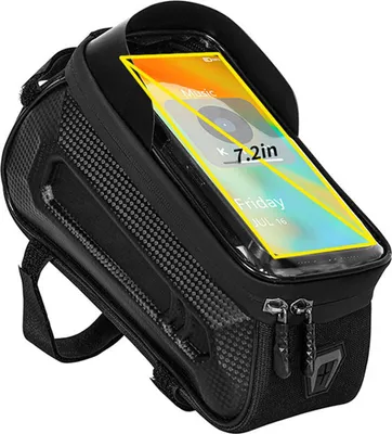Image de Keenso Bike Top Sacs tubulaires, coque rigide -écran tactile -protection solaire Installation portable sac de cadre de vélo imperméable pour accessoires d'équitation (23,5 * 9 * 12.5)