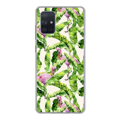 Produktbild von MuchoWow® Handyhülle Schutzhülle Hülle für Samsung Galaxy A51 Flamingo - Blätter - Muster Silikon Softcase Handy Hülle - Schutzabdeckung