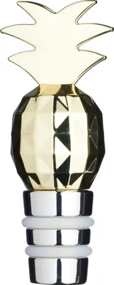 Immagine prodotto di BarCraft - Tappo di sughero per vino con disegno di ananas, confezione regalo, metallo, colore oro