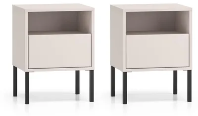 Produktbild von 2er-Set Nachtkonsole Barnee Nachtschrank 40x34x53cm Farbe wählbarKaschmir