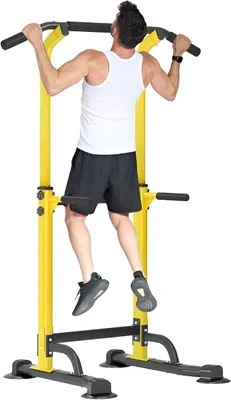 Imagen del producto de Torre de entrenamiento multifuncional: barra de dominadas, estación de fondos, altura ajustable, entrenamiento con poleas, abdominales, espalda. Ideal para principiantes y profesionales, para entrenamiento y fitness