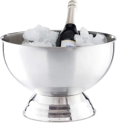 Produktbild von Champagner-Kühler – Edelstahl – XXL-Eisbehälter für Champagner oder Wein – Durchmesser 36,5 cm – Silberfarben