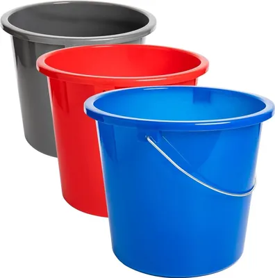 Produktbild von Haushaltseimer Set 3-teilig à 10L, farbig, Messskala, vielseitig, stapelbar