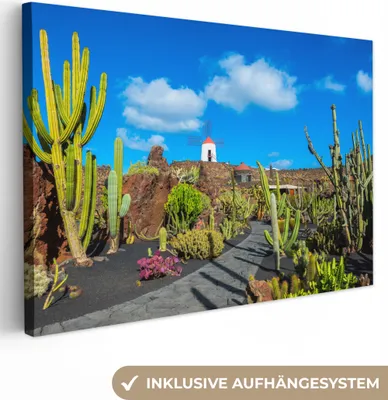 Produktbild von OneMillionCanvasses® - Leinwandbilder - 150x100 cm, Ein Kaktusgarten auf Lanzarote, Wandbilder Kunstdruck Wanddekoration
