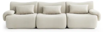 Immagine prodotto di MILYSOFA SOFATIME: divano componibile a 3 posti, dal design lineare, in tessuto a riccioli color crema e beige
