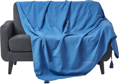 Obrázek produktu pro HOMESCAPES Přehoz na postel Rajput, 100% bavlna, modrý, 150 x 200 cm