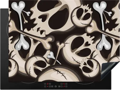 Produktbild von KitchenYeah© Herdabdeckplatte Totenkopf - Halloween - Muster , 71x52cm, Küche Deko, Glaskeramikkochfeld Herdabdeckung, Abdeckplatte fùr Kochfeld