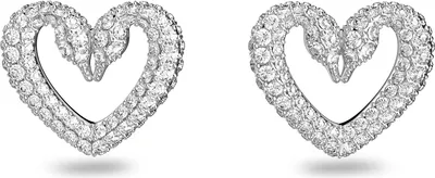Produktbild von Swarovski 5625535 Ohrstecker Damen Una Herz Klein Weiß Silber-Ton