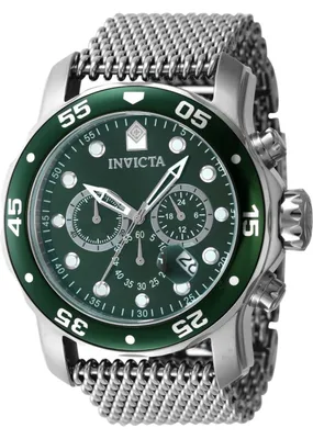 Productafbeelding van Invicta Pro Diver 47580 herenhorloge - Quartz uurwerk - Roestvrij staal met een groene wijzerplaat - 48 mm