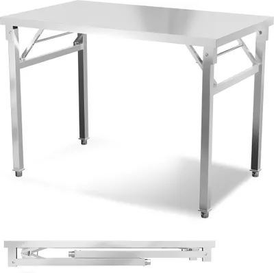 Produktbild von LARS360 Klappbarer Edelstahltisch Outdoor Arbeitstisch Metalltisch Bis 300KG Garten Küchentisch Serviertisch Grilltisch Robust & Stabil - 120x60x85cm