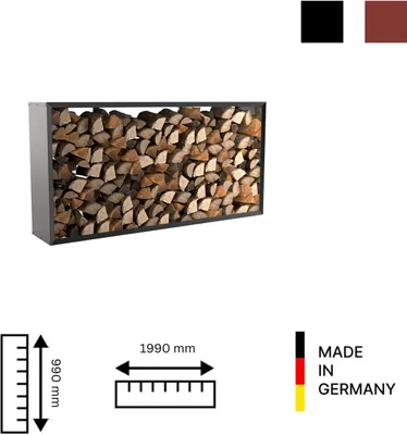 Produktbild von hiyard wide Holzlager Hocker Tisch Kaminholz Brennholzlager Holzunterstand Regal, Farbe:matt-schwarz