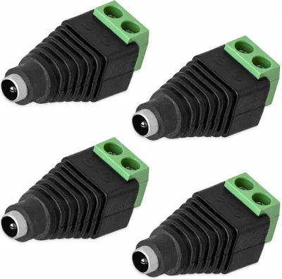 Produktbild von 4x DC Buchse Hohlbuchse 2,5 x 5,5mm > Terminal Block 2-Pin Adapter Schraubbar Verbinder