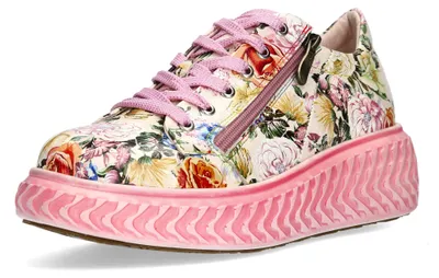 Produktbild von Laura Vita Damen Sneaker Blumenprint Leder Struktursohle SODAO 015, Größe:38 EU, Farbe:Rot