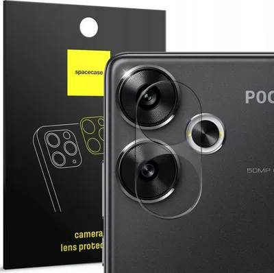 Obrázek produktu pro Sklíčko na fotoaparát pro Poco F6 5G, Spacecase Camera Glass odolné proti poškrábání a nárazům, celoplošně přilnavé, s oleofobní vrstvou