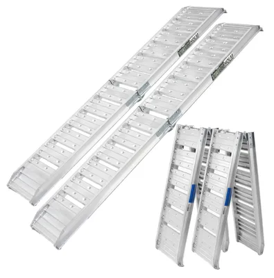Produktbild von TRUTZHOLM 2x Auffahrrampe klappbar 180 cm Traglast 400 kg Alu grau geriffelt/ gelocht Verladerampe
