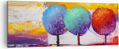 Produktbild von Bild auf Leinwand - Leinwandbild - Bäume Wiese Sommer - 140x50cm - Wand Bild - Wanddeko - Leinwanddruck - Bilder - Kunstdruck - Wanddekoration - Leinwand bilder - Wandkunst - AB140x50-4110
