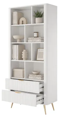 Produktbild von Kabavasi - Regal, 88x38x194h cm Weiß, 2 Schubladen
