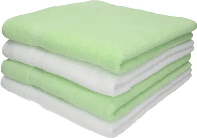 Produktbild von Betz 4 Stück Duschtücher Palermo 100% Baumwolle Duschtuch-Set Farbe weiß und grün