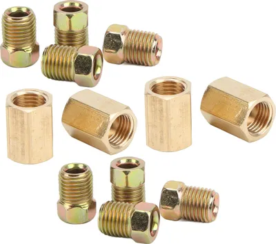 Image de kit de raccords de conduite de frein 12 pièces, filetage 3/8"-24, 4 raccords, 8 écrous, laiton, universel pour les tuyaux de 3/16"