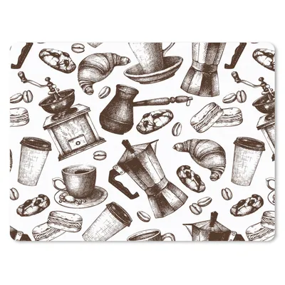 Produktbild von MuchoWow® Mauspad Mousepad Kaffee - Croissant - Muster 23x19 cm - Mousepads - Maus Mat - Pad - Mausunterlage - Schreibtischunterlage - Mauspad