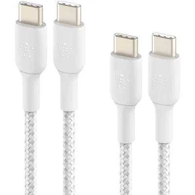 Produktbild von Belkin CAB004BT1MWH2PK, 1 m, USB C, USB C, USB 2.0, 0,48 Gbit/s, Weiß