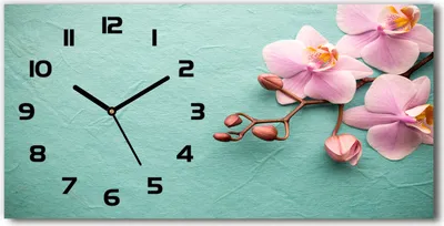 Produktbild von Wanduhr aus Glas – 60x30 cm - Glasbild - Glasuhr - Gehärtetes Glas - schwarze-zeiger – Orchidee