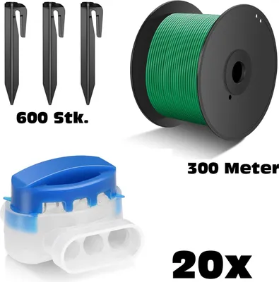 Produktbild von 300m Begrenzungs für Rasenroboter Kabel Kabelverbinder Erdspiesse Erdnägel Draht