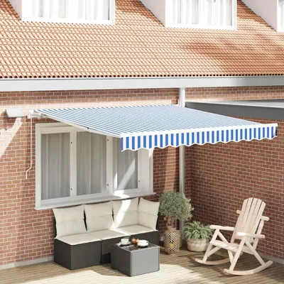 Obrázok produktu pre vidaXL Zatiahnuteľná markíza Modrá a biela 350 x 250 cm