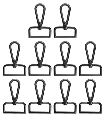 Karabinerhaken 10er-Pack, 32 mm, Zinklegierung, schwarz, drehbar