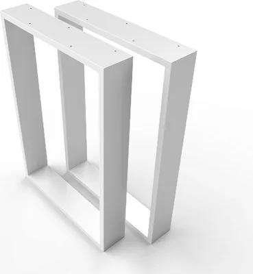 Two white table legs are shown against a white background.