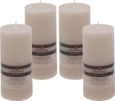 Produktbild von 4er Set Adventskranzkerzen "Raureif" Taupe 150/68 mm