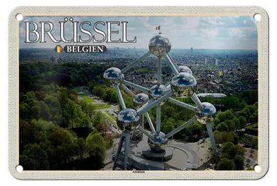 Produktbild von Blechschild Reise 18x12cm Brüssel Belgien Atomium Geschenk Schild