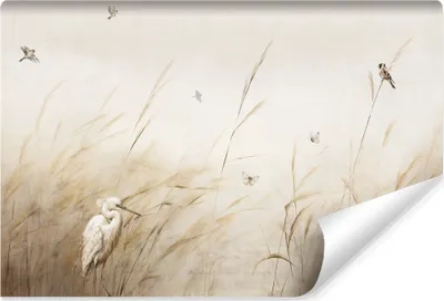 Immagine prodotto di Carta da parati fotografica in tessuto non tessuto Muralo BIRDS piante erba natura stile retrò 416 cm x 254 cm