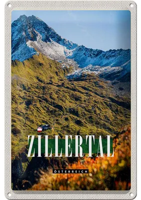 Produktbild von Blechschild Reise 20x30cm Zillertal Gebirge Natur Wälder Urlaub