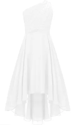 Produktbild von Elegantes Ein-Schulter Hochzeitskleid für Mädchen | Festliches Blumenmädchenkleid | Lang, ideal für Abendveranstaltungen | Größe 158-164 cm