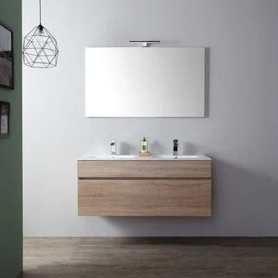 Immagine prodotto di Mobile bagno da 120 cm con doppio lavabo in quercia naturale sospeso | Sole