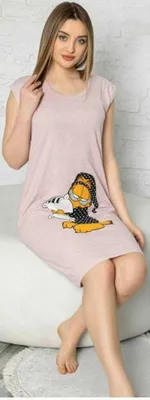 Produktbild von Damen Nachthemd Tunika Pyjama Schlafanzug Hellrosa XXL Kurz Nachtwäsche E-39